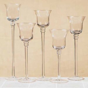 Glass Tulip Candle Holder Set, 5 pcs