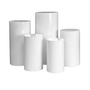 Metal Cylinder Pedestal, White