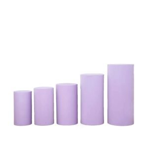 Metal Cylinder Pedestal with Spandex Cover, Lavender