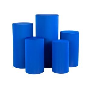 Metal Cylinder Pedestal with Spandex Cover, Royal Blue