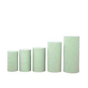 Metal Cylinder Pedestal with Spandex Cover, Sage Green