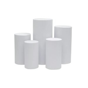 Metal Cylinder Pedestal with Spandex Cover, White