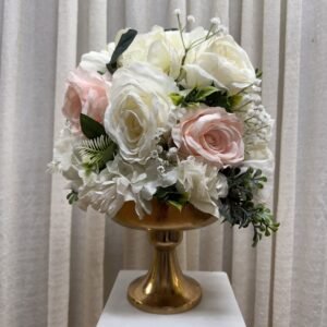 6.75" Metal Vase & 12" Flower Arrangement