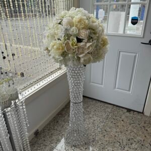 36" Crystal Hurricane Vase & 16" Flower Arrangement
