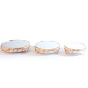 Cake Stand with Mirror Top, Round, Gold