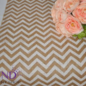 Table Runner, Burlap, White Chevron