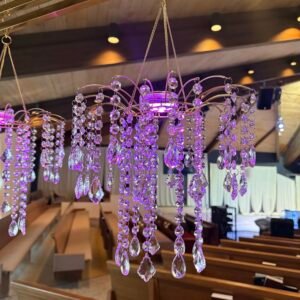 Crystal Chandelier with LED Base Light, Multicolor