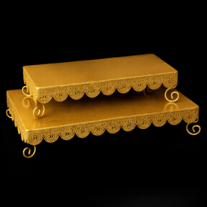 Eyelet Rectangular Treat Stands-Gold