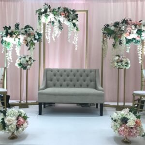 Loveseat, Button Tufted Fabric, Tan