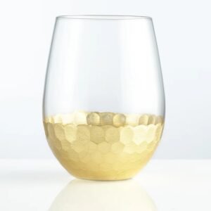 Wine Glass, Honeycomb, Stemless, Gold