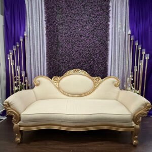 Loveseat, Beige/Cream, Gold Trim