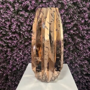 Metallic Glass Vase, Rose Gold, 6"x12"