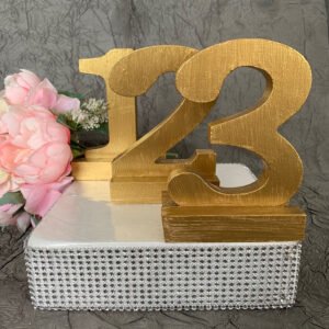 Wood Table Number-Gold