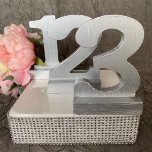 Wood Table Number-Silver