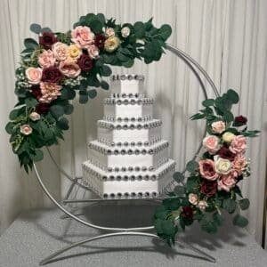 Twin Hoop Cake Stand, 32", Silver