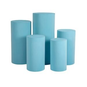 Metal Cylinder Pedestal with Spandex Cover, Blue