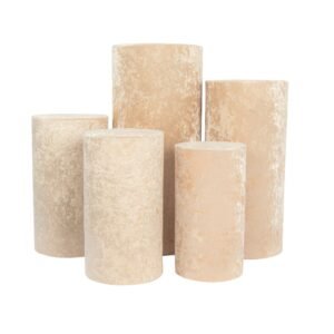 Metal Cylinder Pedestal with Velvet Cover, Champagne