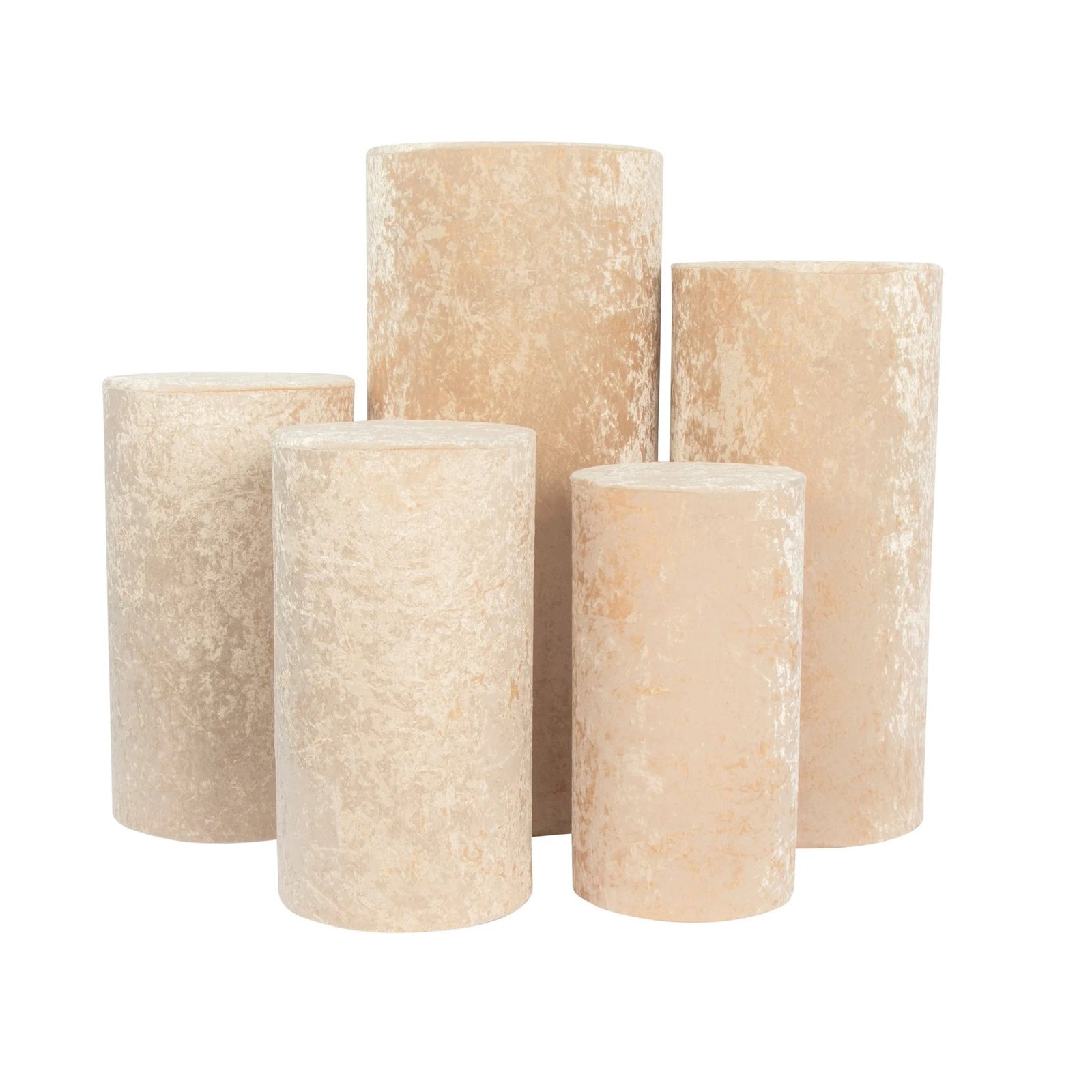 Metal Cylinder Pedestal with Velvet Cover, Champagne