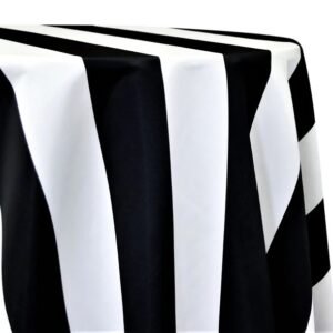 Lamour Satin, Black and White Stripes, 120" Round