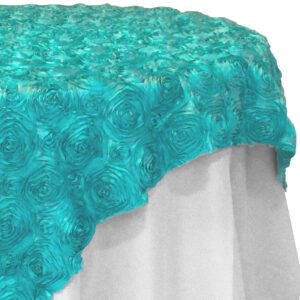 Table Overlay (85"x85")- Rosette- Aqua