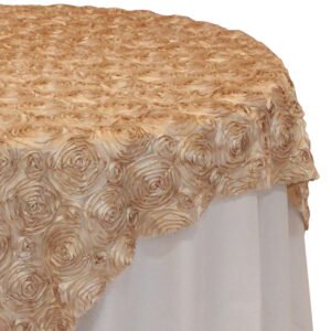 Table Overlay (85"x85")- Rosette- Champagne