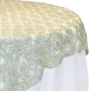 Table Overlay (85"x85")- Rosette- Ivory