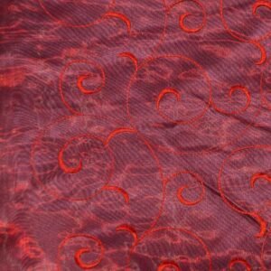 Table Runner, Embroidery Organza, Burgundy