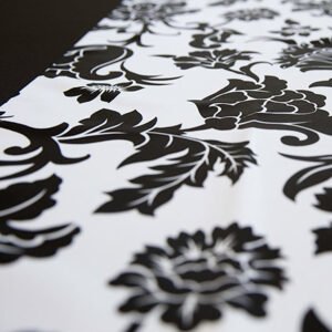 Lamour Satin, Floral, Black & White