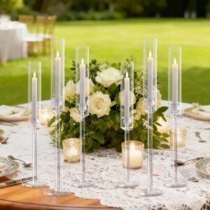 Acrylic Candle Holder Set, 3 pcs, Clear